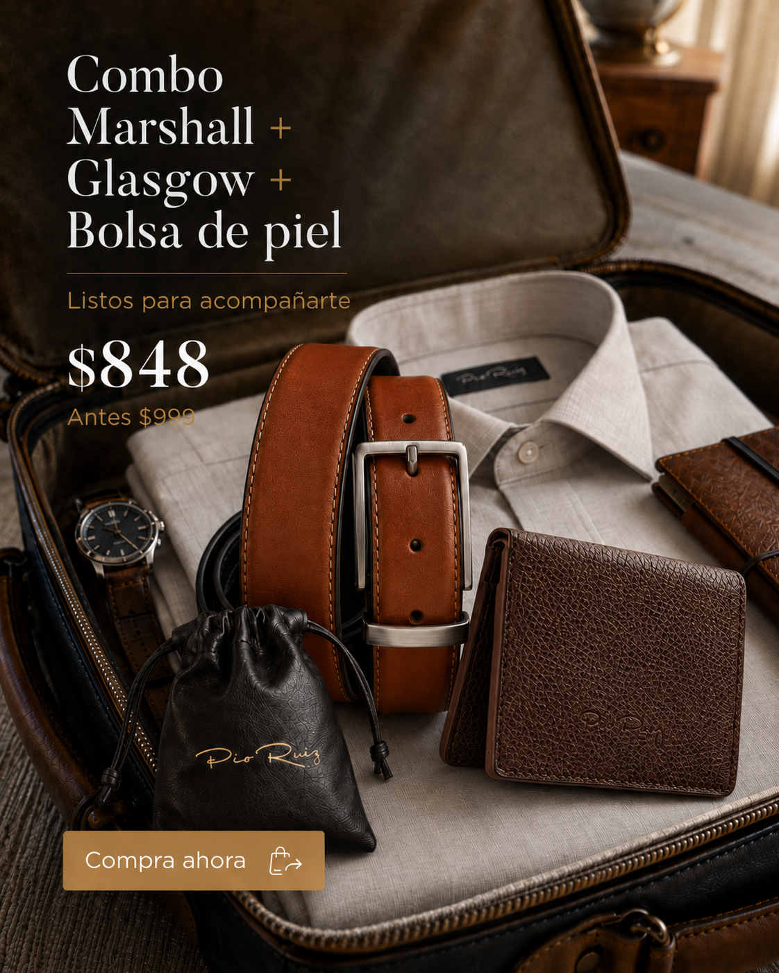 Combo Glasgow + Marshall + Bolsa de Piel